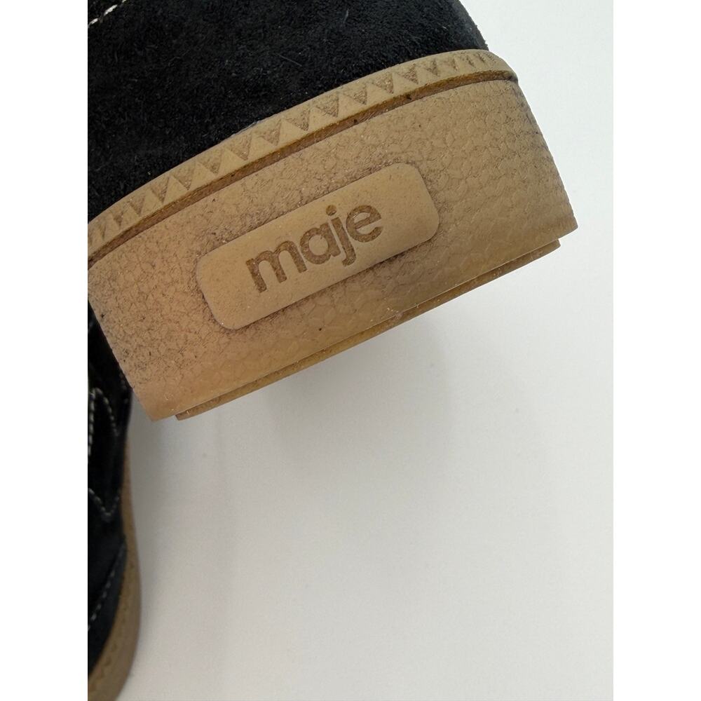 Maje Low Profile Sneakers Black Suede Size 39 / 9 Retro Contrast Stitching - Picture 8 of 13